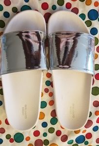 Women's Holographic Pool Sliders